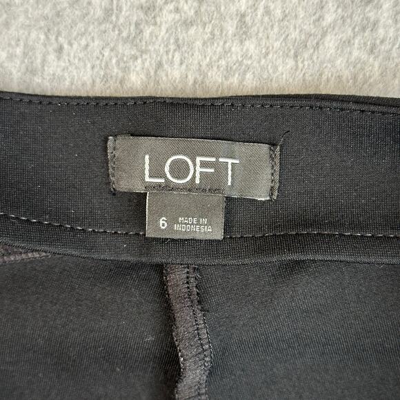 Loft Pull On Pants Womens 6 Black Ankle Zip Stretchy Slim Fit Skinny Office Work - Picture 5 of 11
